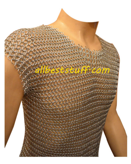 Sleeveless Aluminium Chain Mail Shirt Long Chest 38 image