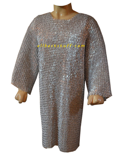 Aluminum Chain Mail Hauberk Full Flat Dome Pin Riveted Chest 50