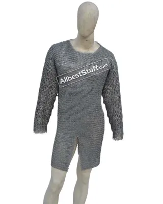 Aluminum Chain Mail Hauberk Full Flat Pin Riveted Chest 45