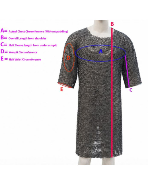 Full Flat Dome Pin Riveted Short Sleeve Aluminum Hauberk Chest 52