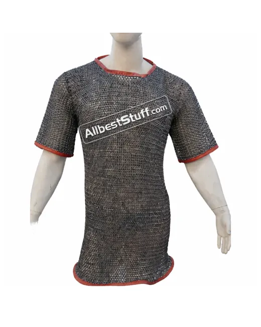 Half Sleeves Aluminum Chain Mail Hauberk Flat Riveted Chest 52
