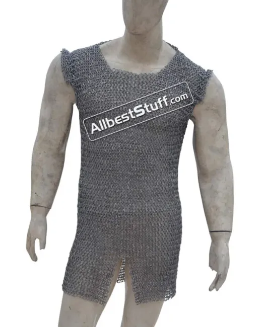 Sleeveless Aluminum Round Riveted Chain Mail Chest 40