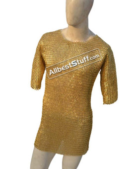 Pin Riveted Brass Maille Made from Brass Rings Chest 40