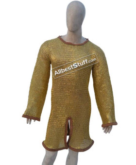 Solid Brass Chainmail Hauberk Chest 44 Long Length
