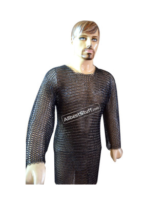 Steel Butted Chain Mail Hauberk XXL Long Chest 52