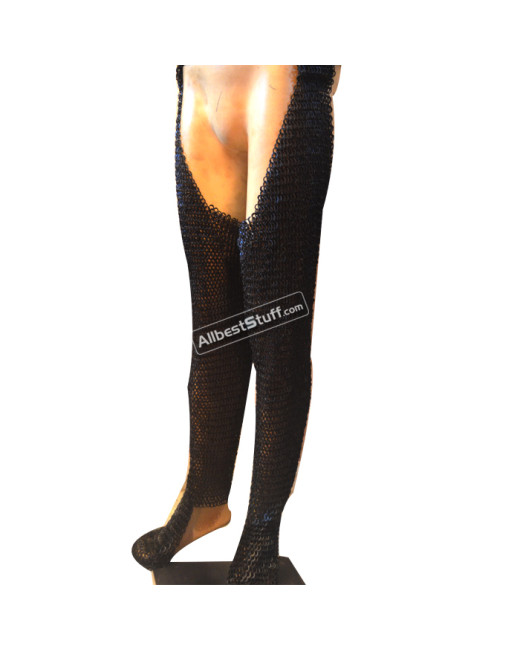 6 MM Chain Mail Chausses Flat Riveted Solid Maille Legging image