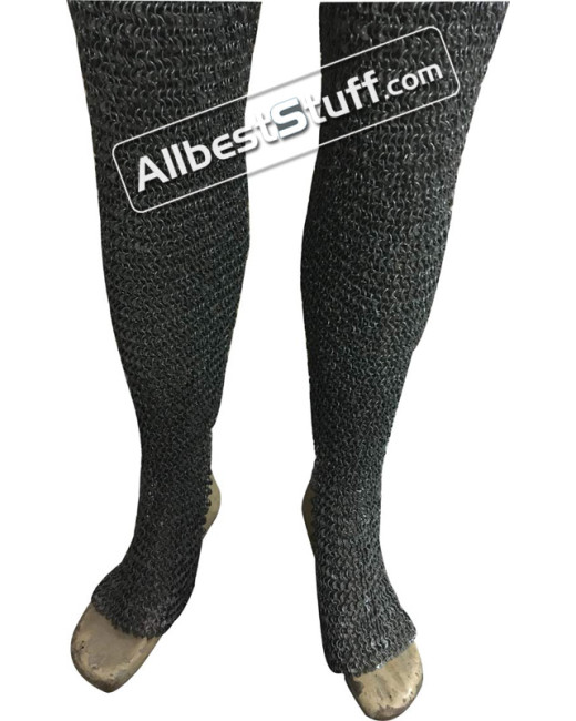 6 MM Chain Mail Chausses Full Round Riveted Legging