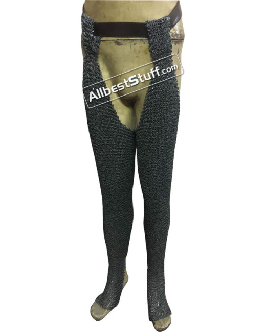 6 MM Chain Mail Chausses Round Riveted Maille Legging image