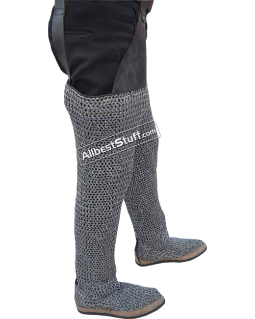 Aluminum Chainmail Legging Flat Ring integrated Leather Shoe