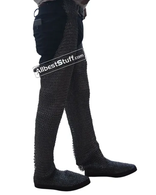 Flat Ring Integrated Leather Shoe Chainmail Chausses