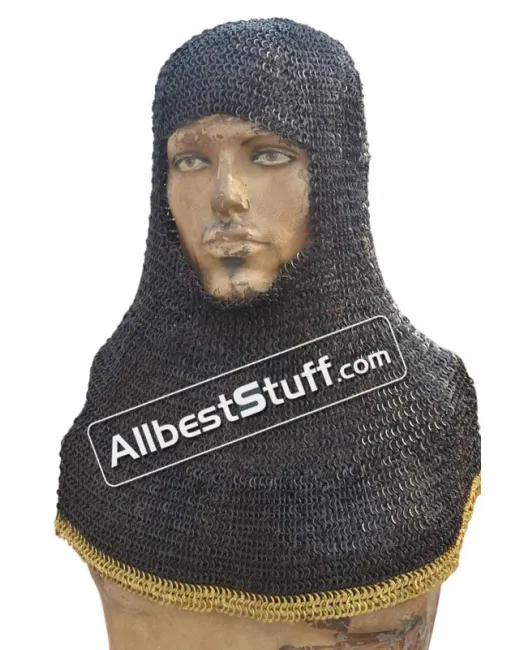 6 MM Flat Riveted alternating Solid Chain Maille Hood