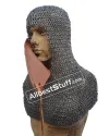 9 MM Full Flat Riveted Chain Mail Hood with Side ventail Coif image 1