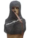 9 MM Full Flat Riveted Chain Mail Hood with Side ventail Coif image 2