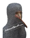 9 MM Full Flat Riveted Chain Mail Hood with Side ventail Coif image 3