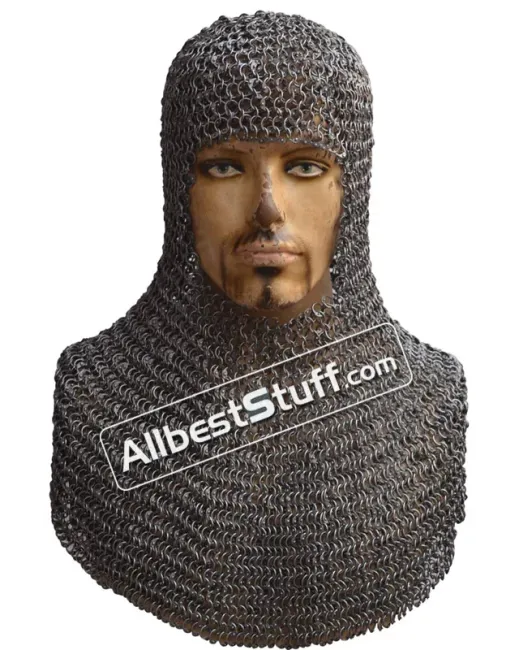 9 mm Round Riveted Medieval Chain Mail Hood Heavy 16 Gauge