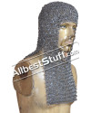 Round Riveted Medieval Maille Hood Rectangle Shape image 2
