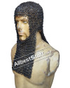 Round Riveted Medieval Maille Hood Rectangle Shape image 4