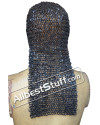 Round Riveted Medieval Maille Hood Rectangle Shape image 3