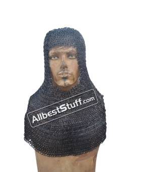 Chain Mail Hood Flat Wedge Riveted Alternate Solid Coif