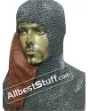 Flat Riveted alternating Solid Chain Mail Hood with Side ventail Coif image 1