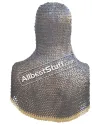 Flat Riveted Solid Maille Coif Steel Brass Trim image 2