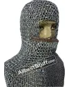 Round Riveted Aluminum Side ventail Coif Chain Mail Hood image 1