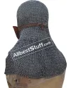 Side ventail Coif Flat Riveted Flat Solid Ring Chain Mail Hood 8 mm image 3