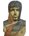 Titanium Chain Mail Coif Flat Riveted Short Length Hood image 3