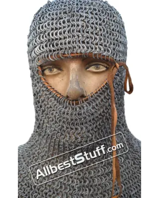 Titanium Flat Dome pin Riveted Chainmail Coif 13th Century