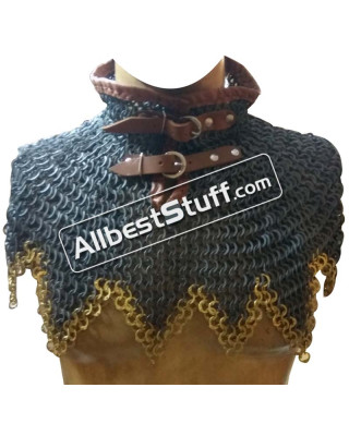 Round Riveted with Alternating Solid Ring Maille Collar