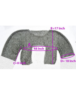 Flat Riveted with Solid 8 mm Rings Chainmail Half Body Shirt