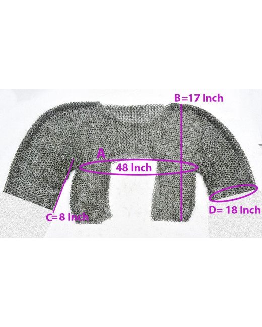 Flat Riveted with Solid 8 mm Rings Chainmail Half Body Shirt