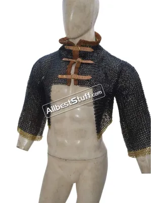 Flat Riveted with Solid Ring 8 mm Chainmail Half Body Shirt