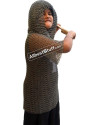 Butted Steel 16 Gauge Chainmail Coif with Shirt Chest 32 inch image 1
