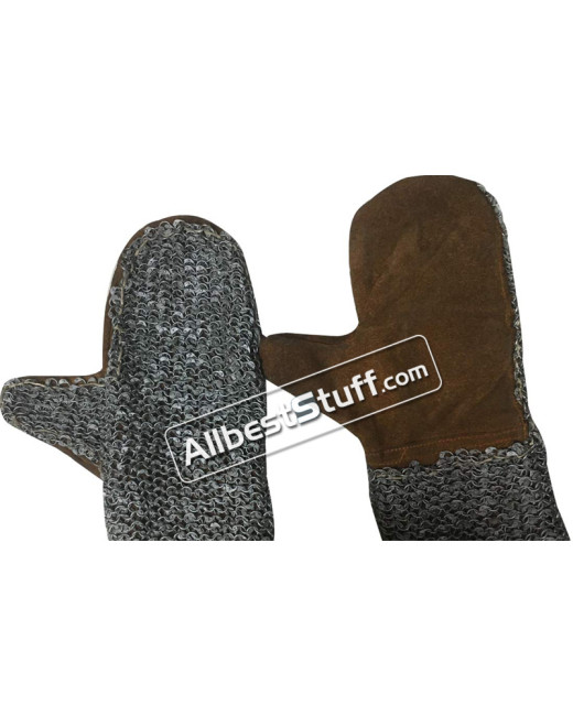 6 mm Round Riveted Leather Chain Mail Mittens