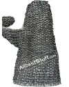 Flat Wedge Riveted Maille Padded Linen stitched Mittens image 1