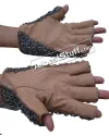 Titanium Medieval fingerless Leather Chain Mail Gloves image 1