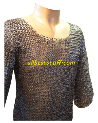Large Flat Riveted Solid Maille Hauberk Chest 40