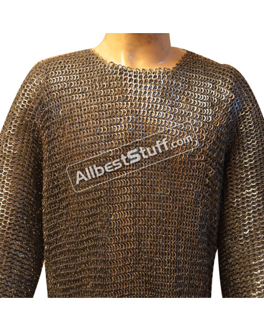 Medieval Chain Mail Armour Flat Riveted Maille Chest 54 image