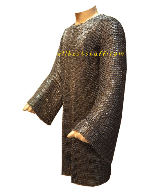 Hand Made Chain Mail Vikings Armour Flat Riveted Solid Chest 54 image