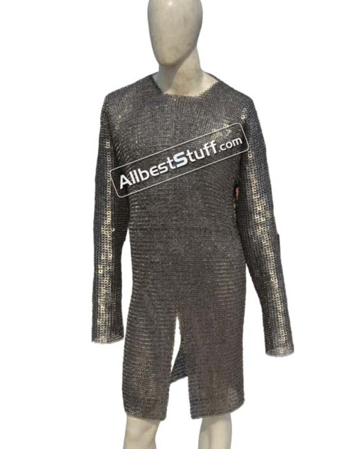 Stainless Steel Chainmail Shirt Riveted Chest 50 Full Sleeve