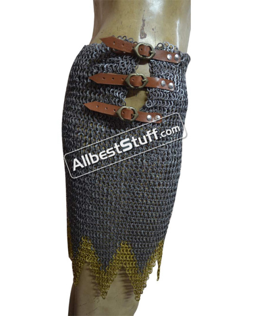 8 mm Flat Riveted Alternating Solid Ring Maille Skirt