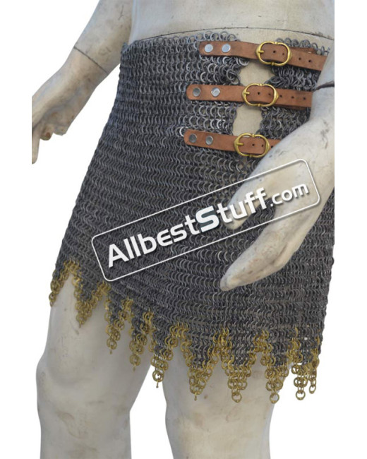 9 mm Round Riveted Alternating Solid Ring Maille Skirt