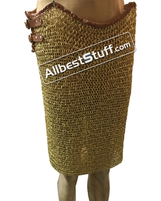 Brass Chain Maille Full Flat Riveted Solid Brass Ring Chain Mail Skirt