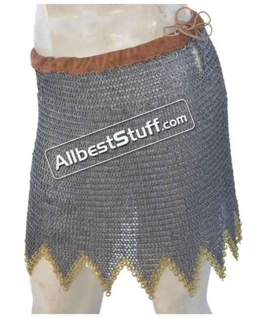 Stainless Steel 6 mm Flat Riveted Alternating Solid Ring Maille Skirt