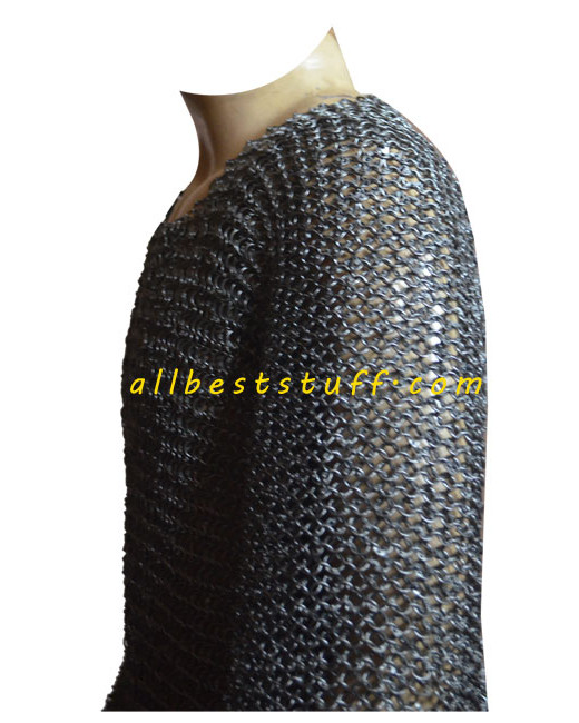 Carolingian Byrnie Extra Large Round Riveted Maille Hauberk Chest 55 image