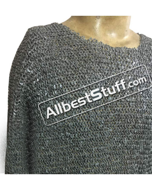 Maille Hauberk 6 MM Round Riveted 40 Chest mid Sleeve length image