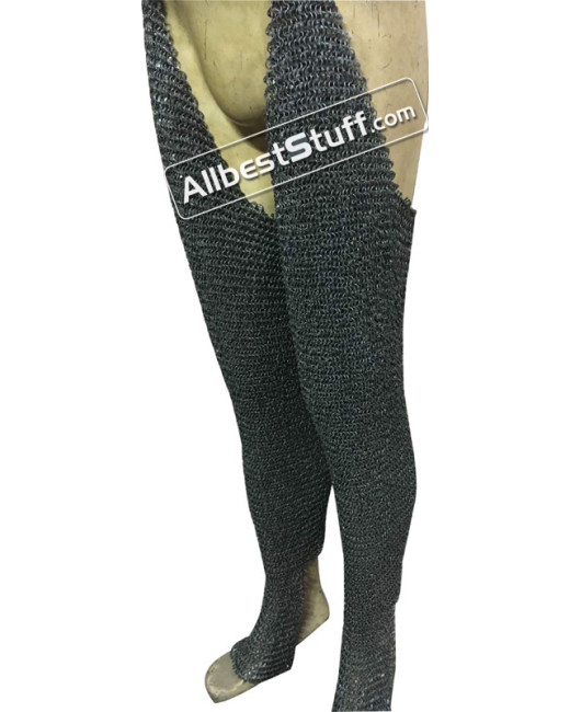 Round Riveted Chain Mail Chausses 6 MM Legging image