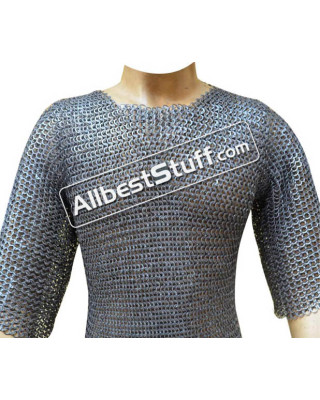 Wedge Riveted 8 MM Hauberk Chest 58 Flat Solid Ring
