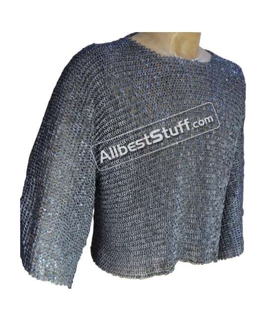 Chain Mail Half Shirt 6 mm Flat Riveted Solid Front Closed image